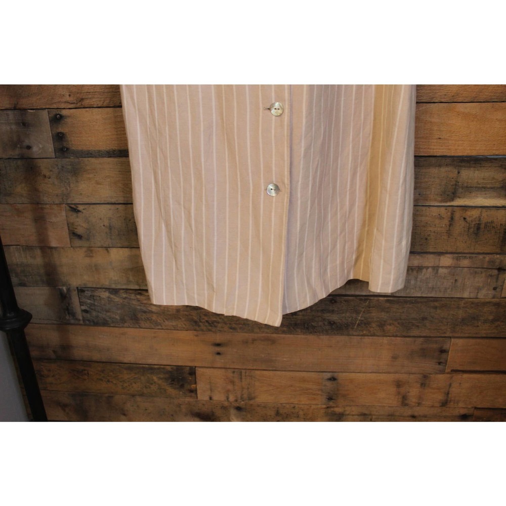 SALE-Sherry Taylor women's wheat colored stripped shirt dress size M - Picture 6 of 12